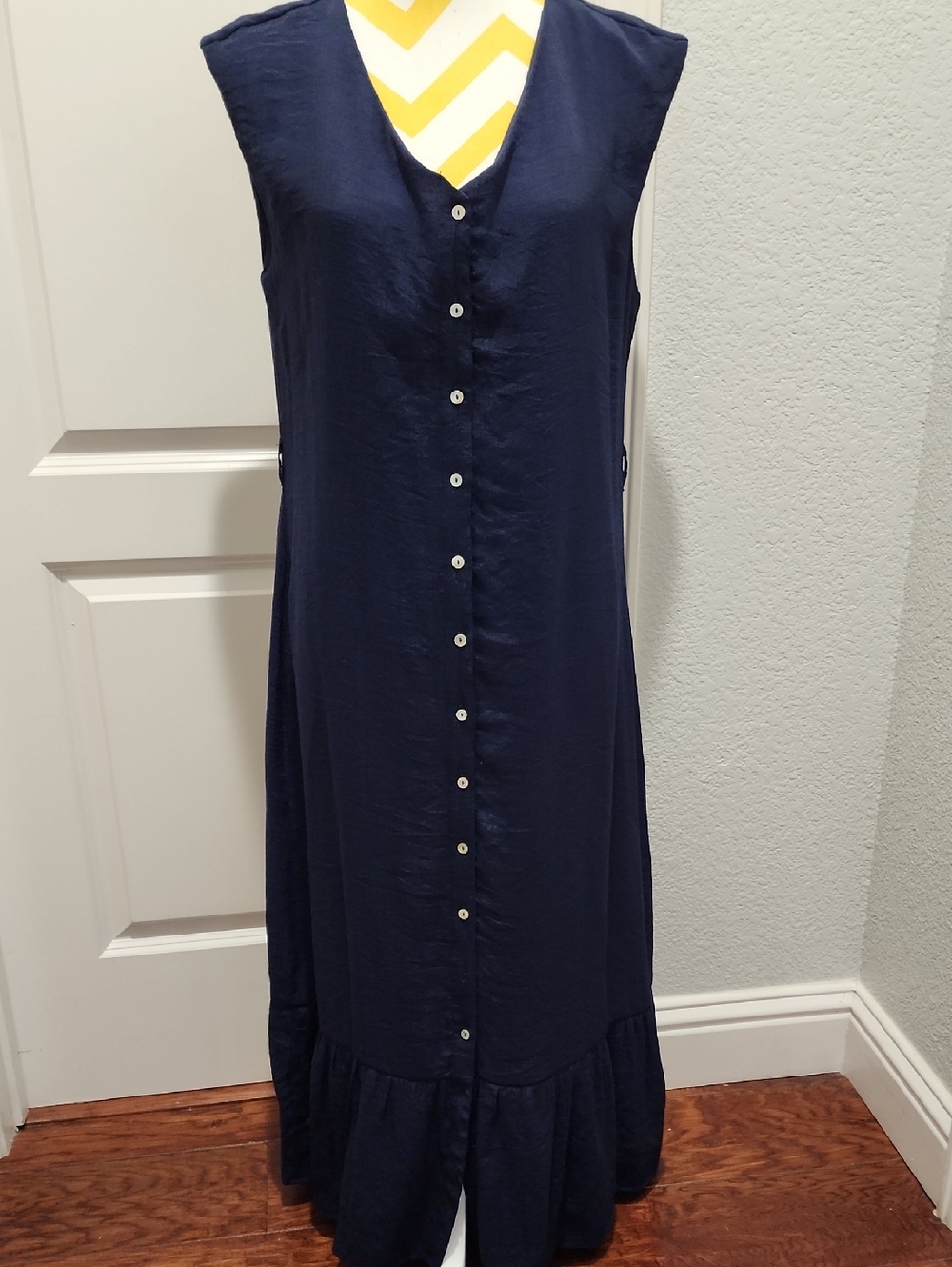 Nanette Lepore Navy Button-Front Maxi Dress